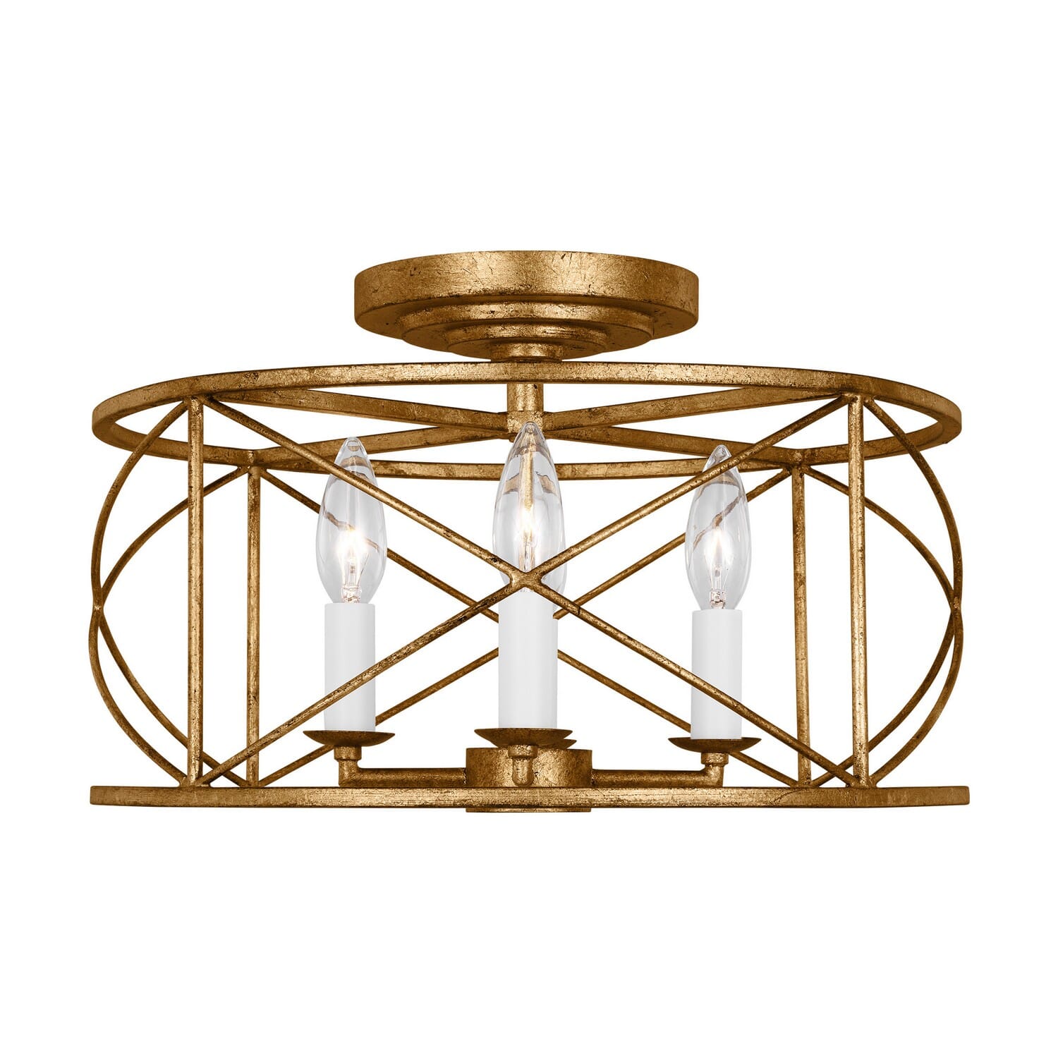 Beatrix 4-Light Semi-Flush Ceiling Light in Antique Gild