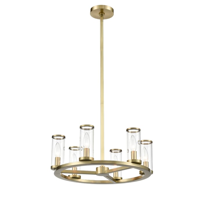 Alora Revolve 6-Light Chandelier tural Brass And Clear Glass Alora Revolve 6-Light Chandelier tural Brass And Clear Glass