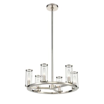 Alora Revolve 6-Light Chandelier in Polished Nickel And Clear Glass