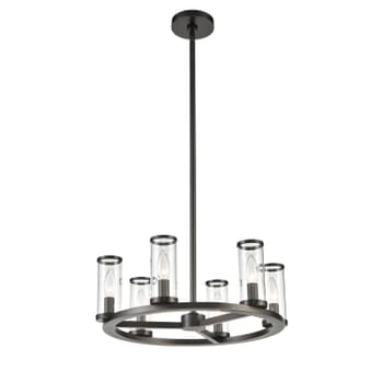 Alora Revolve 6-Light Chandelier in Urban Bronze And Clear Glass