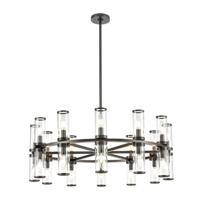 Alora Revolve 24-Light Chandelier in Urban Bronze And Clear Glass Alora Revolve 24-Light Chandelier in Urban Bronze And Clear Glass