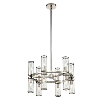 Alora Revolve 12-Light Chandelier in Polished Nickel And Clear Glass