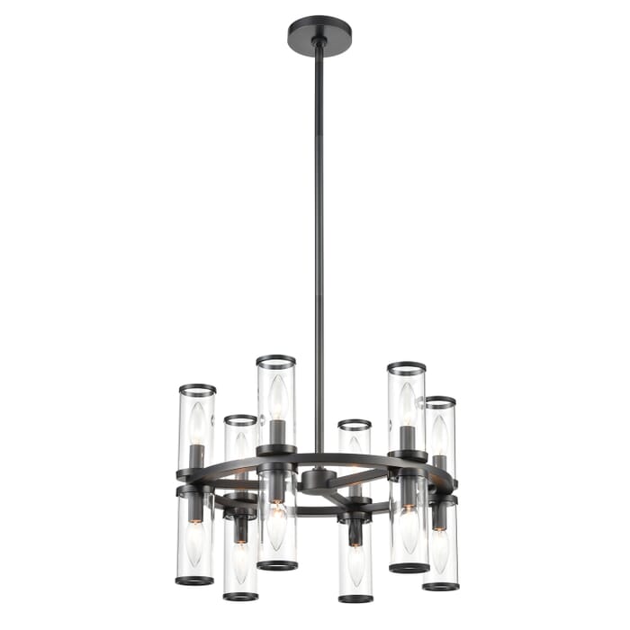 Alora Revolve 12-Light Chandelier in Urban Bronze And Clear Glass Alora Revolve 12-Light Chandelier in Urban Bronze And Clear Glass