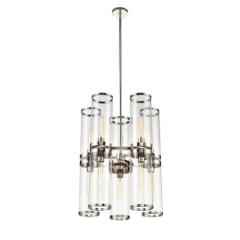 Alora Revolve 10-Light Chandelier in Polished Nickel And Clear Glass
