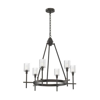 Alora Salita Chandelier in Ribbed Crystal and Urban Bronze