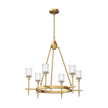 Alora Salita Chandelier in Ribbed Crystal and Vintage Brass