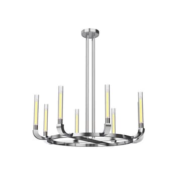 Alora Flute 8-Light Chandelier in Polished Nickel And Clear Ribbed Glass