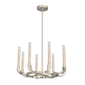Alora Flute Chandelier in Polished Nickel and Ribbed Glass