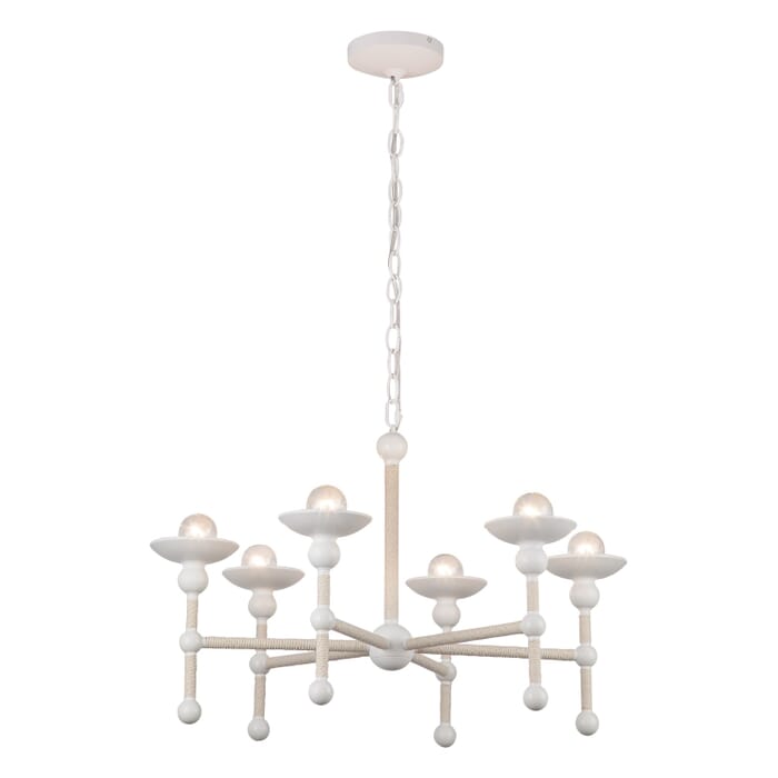 Nadine 6-Light Chandelier in Matte White with Natural Cotton Nadine 6-Light Chandelier in Matte White with Natural Cotton