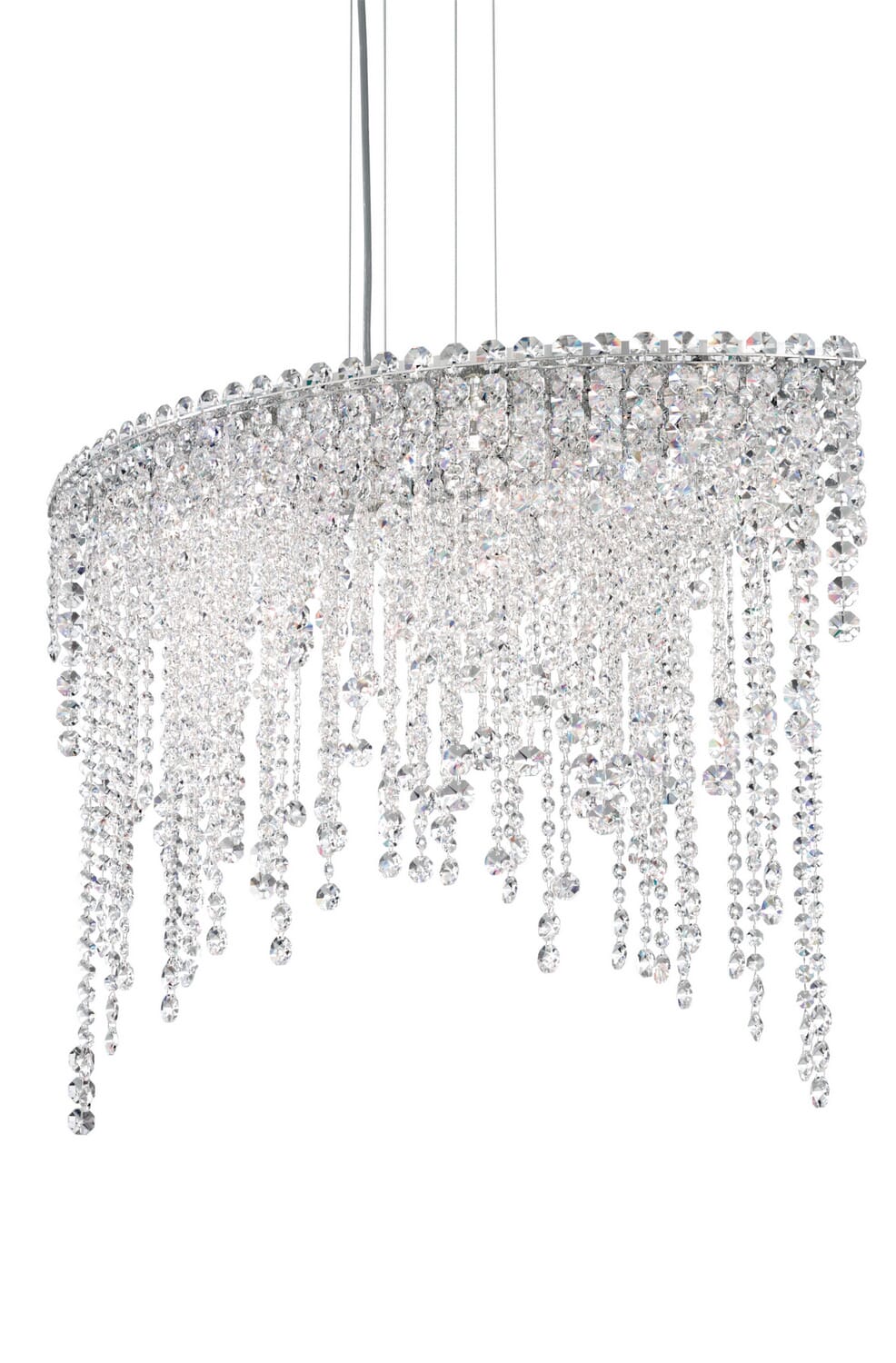 Chantant 5 Light 120V Flush Mount in Polished Stainless Steel with Clear Optic Crystal