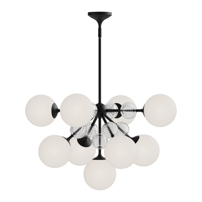 Celia 9-Light Chandelier in Matte Black with Opal Glass Celia 9-Light Chandelier in Matte Black with Opal Glass