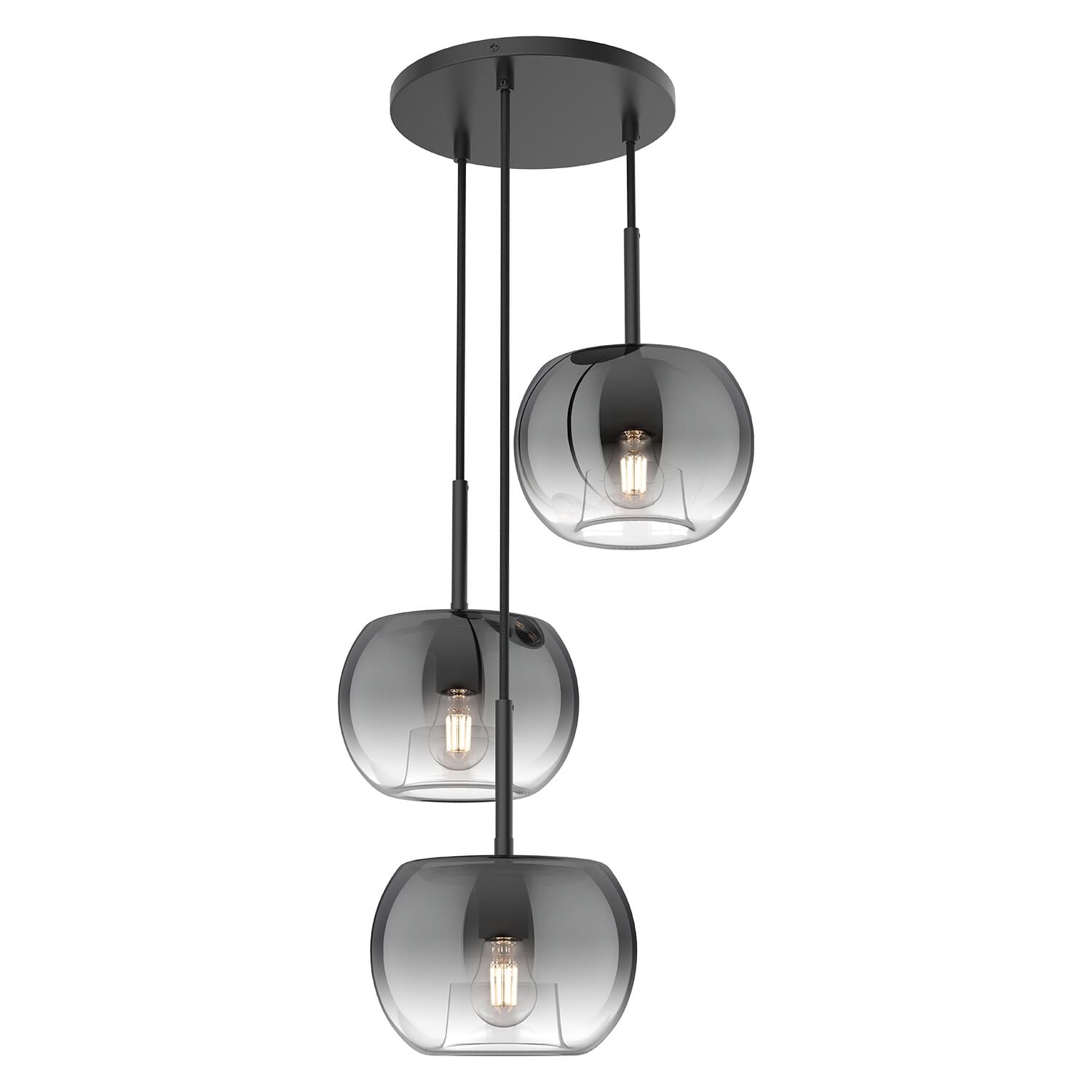 Black Smoked Three Light Chandelier from the Samar Collection