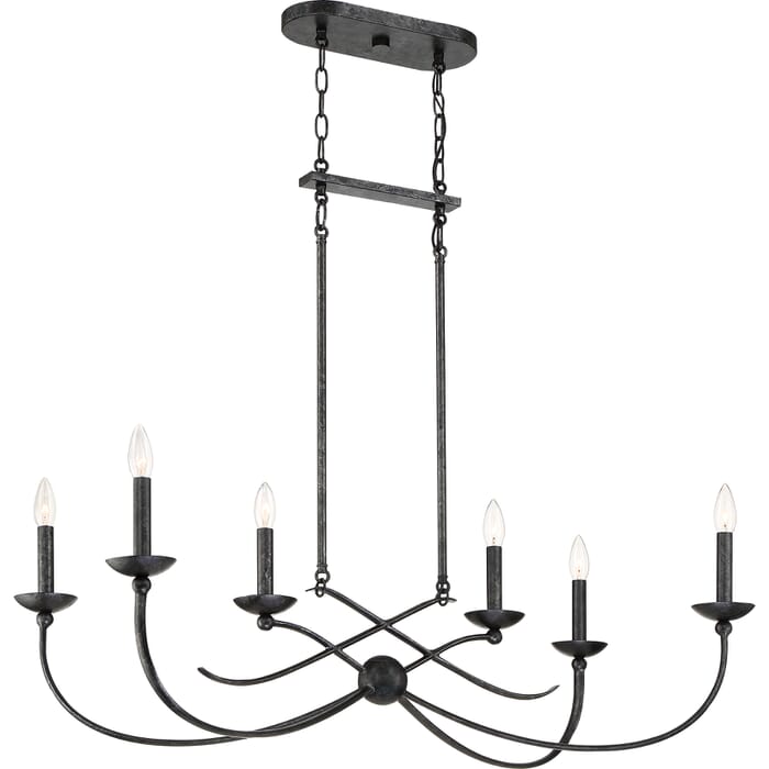 Quoizel Calligraphy 6-Light 38" Kitchen Island Light in Old Black Finish Quoizel Calligraphy 6-Light 38" Kitchen Island Light in Old Black Finish