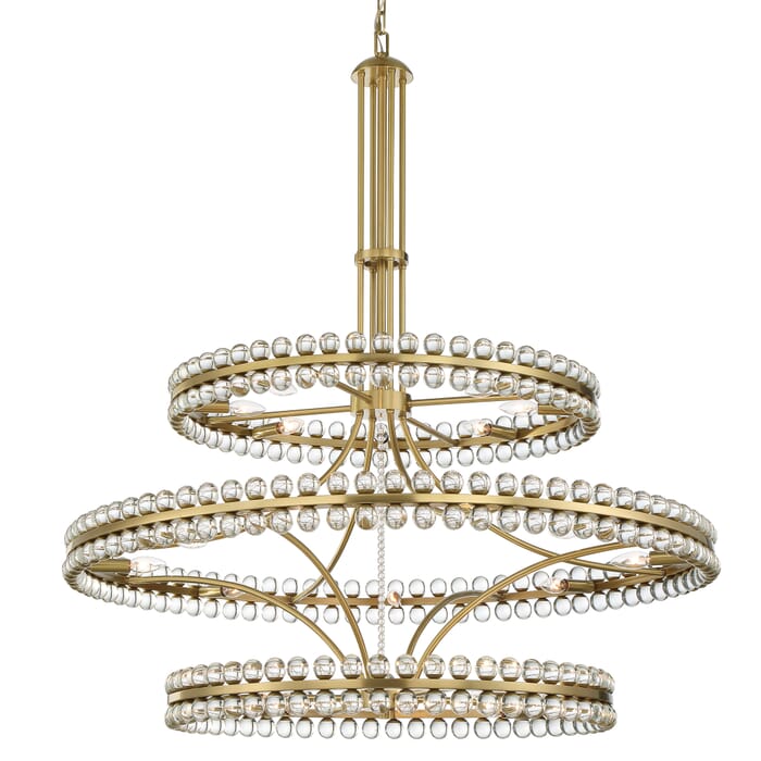Crystorama Clover 24-Light Traditional Chandelier in Aged Brass with Glass Ball Crystals Crystorama Clover 24-Light Traditional Chandelier in Aged Brass with Glass Ball Crystals