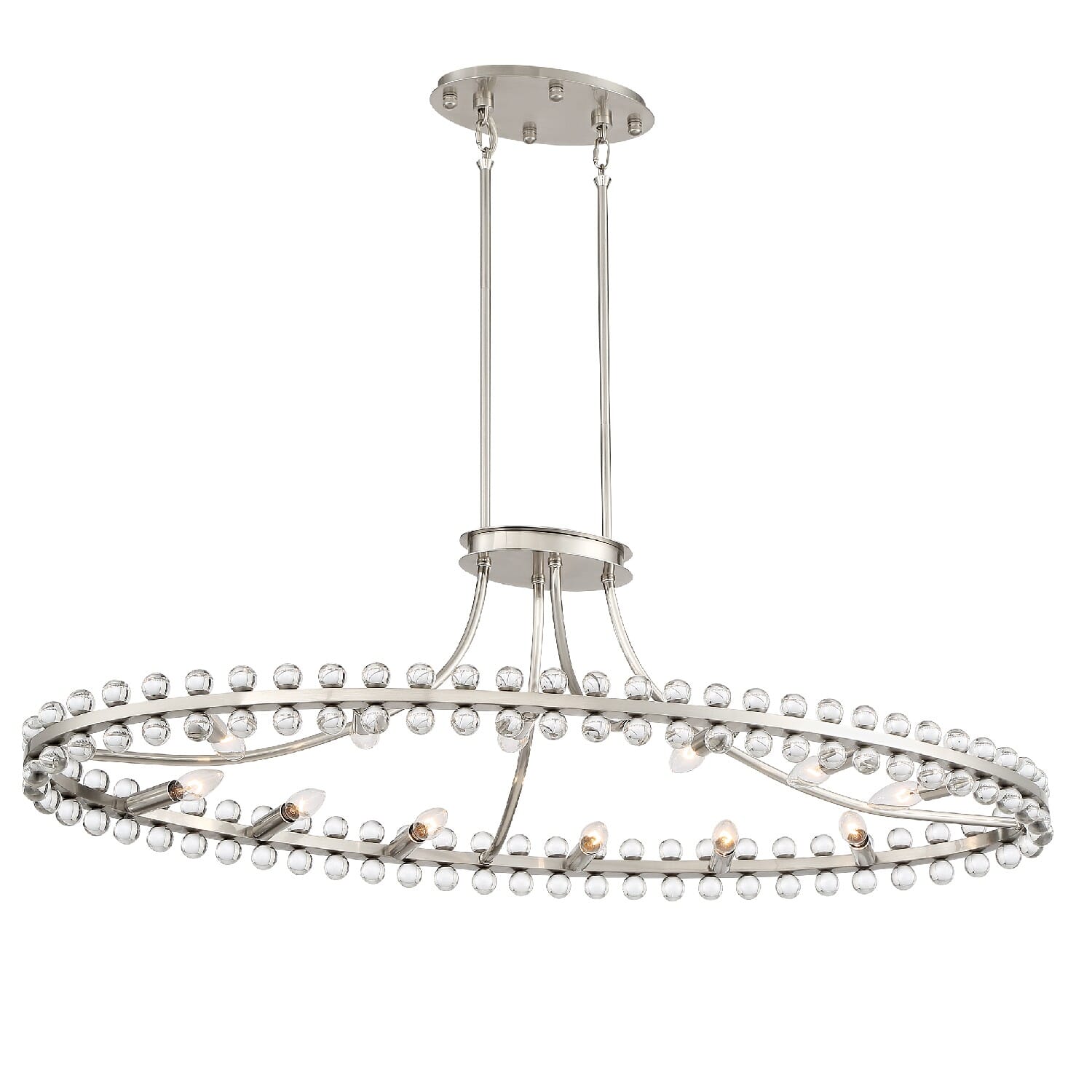 Crystorama Clover 12-Light 12"" Chandelier in Brushed Nickel with Glass Ball Crystals -  CLO-8897-BN