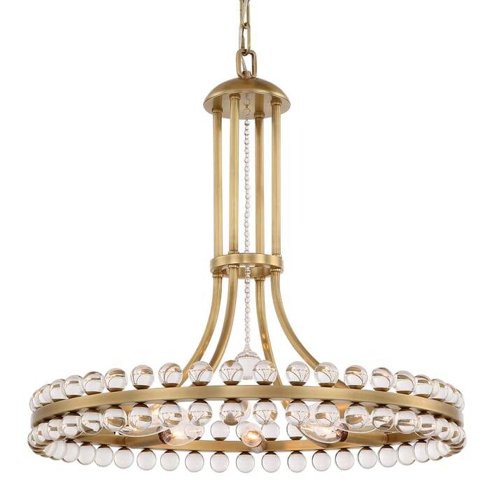 Crystorama Clover 8-Light 23" Modern Chandelier in Aged Brass with Clear Hand Cut Crystals Crystorama Clover 8-Light 23" Modern Chandelier in Aged Brass with Clear Hand Cut Crystals