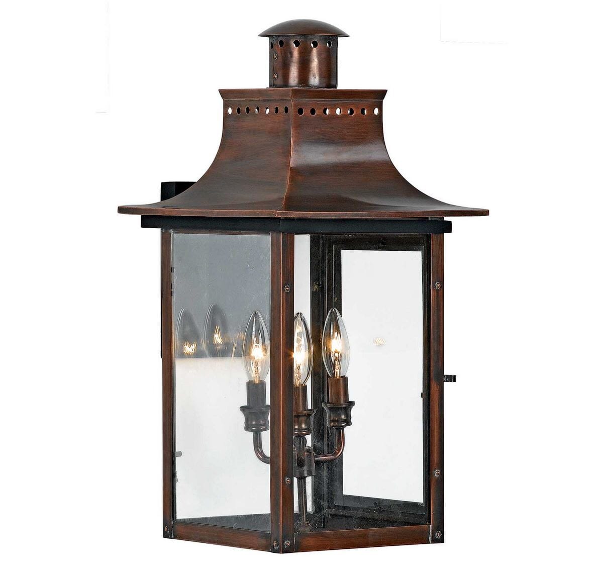 Chalmers 3-Light Outdoor Wall Lantern in Aged Copper