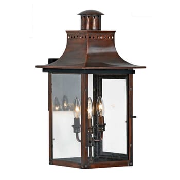 Quoizel Chalmers 3-Light 12" Outdoor Hanging Light in Aged Copper
