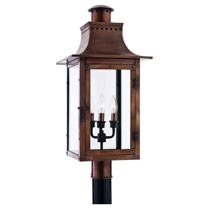Quoizel Chalmers 3-Light 12" Outdoor Post Light in Aged Copper Quoizel Chalmers 3-Light 12" Outdoor Post Light in Aged Copper