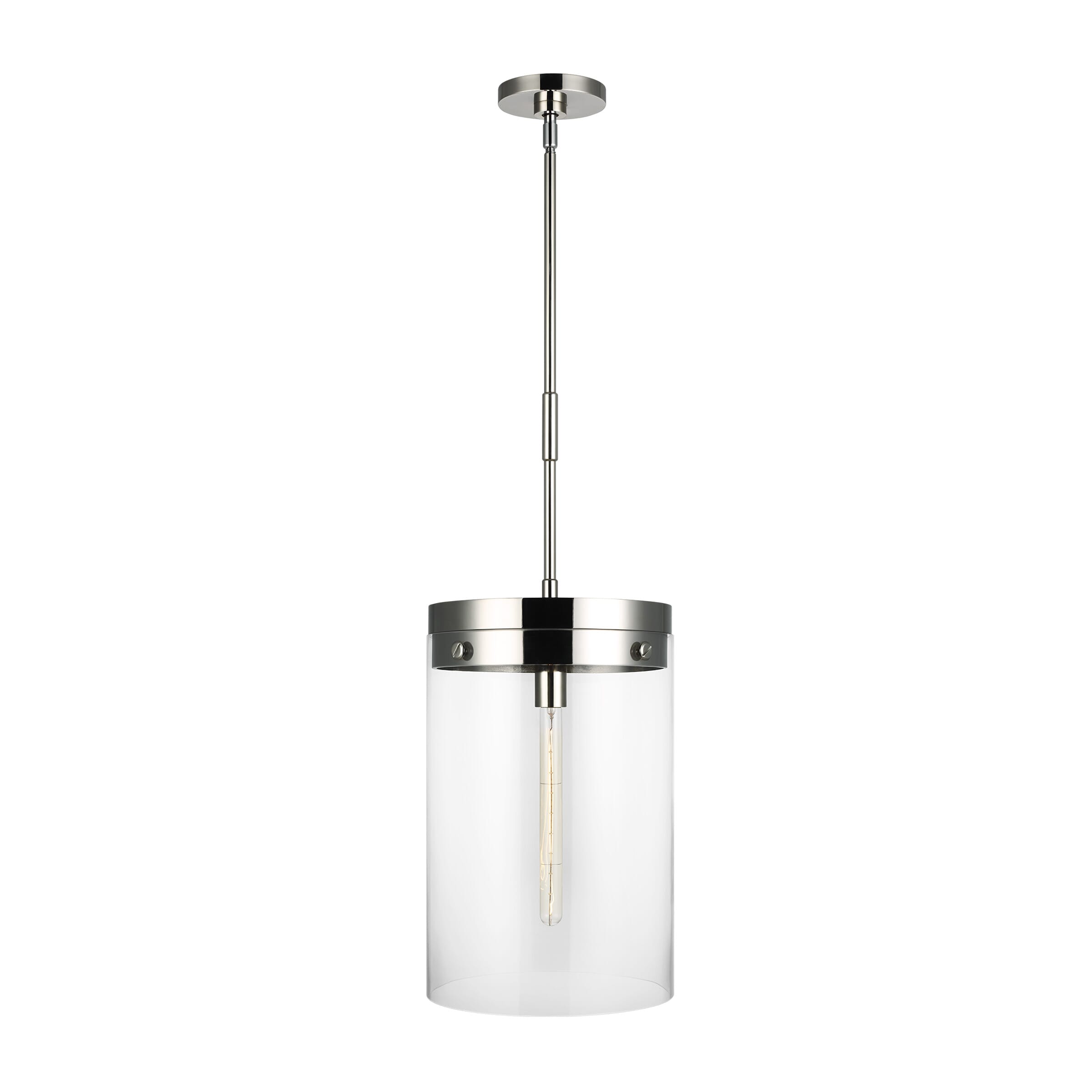 Generation Lighting Garrett Pendant Light in Polished Nickel by Chapman & Myers