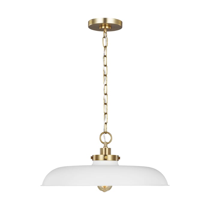 Generation Lighting Wellfleet Pendant Light in Matte White And Burnished Brass by Chapman & Myers Generation Lighting Wellfleet Pendant Light in Matte White And Burnished Brass by Chapman & Myers