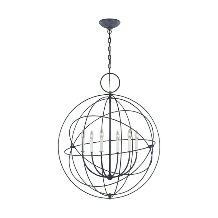 Generation Lighting Bayberry 6-Light Pendant Light in Weathered Galvanized by Chapman & Myers Generation Lighting Bayberry 6-Light Pendant Light in Weathered Galvanized by Chapman & Myers