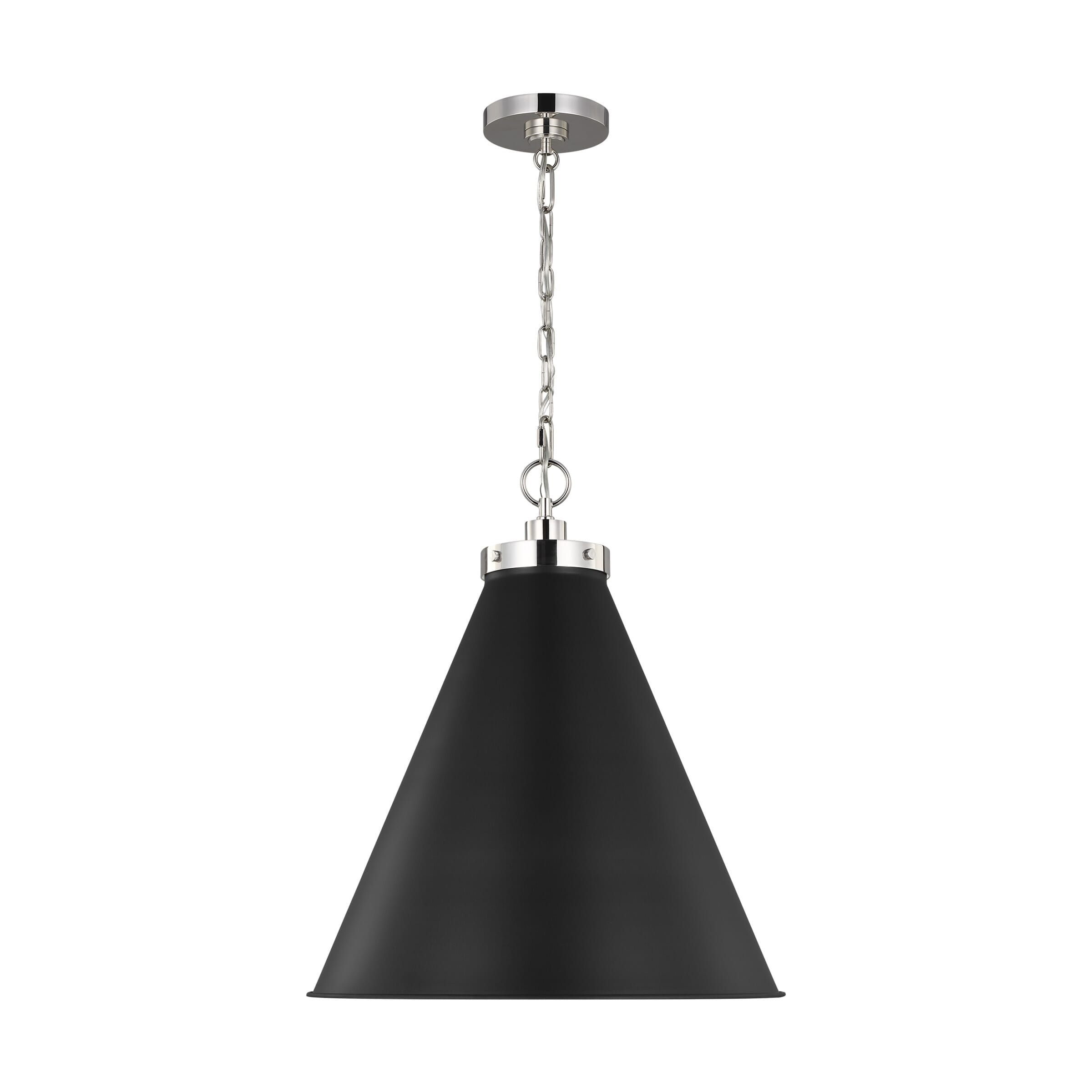 Generation Lighting Wellfleet Pendant Light in Midnight Black And Polished Nickel by Chapman & Myers