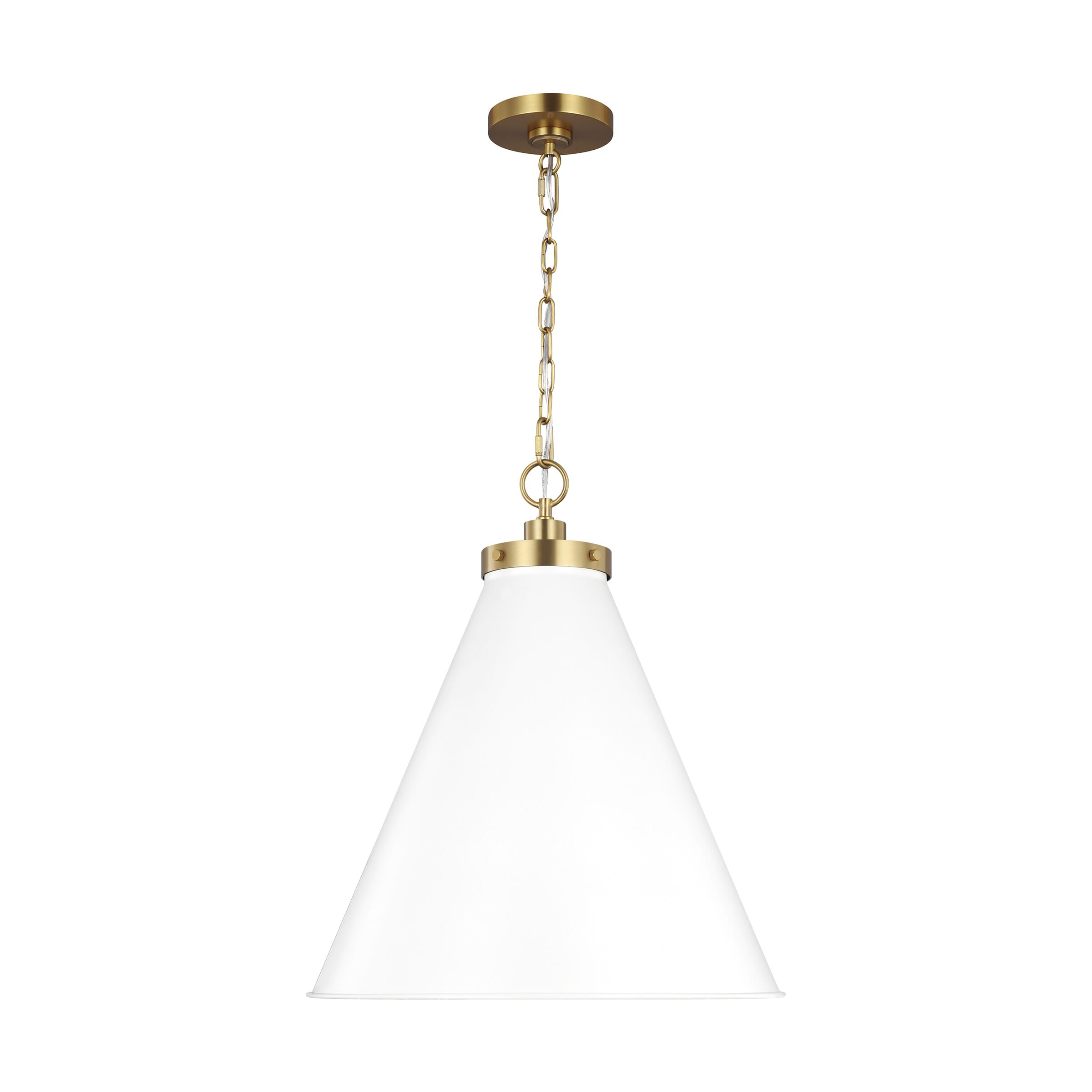 Generation Lighting Wellfleet Pendant Light in Matte White And Burnished Brass by Chapman & Myers