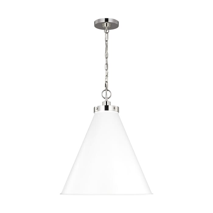 Generation Lighting Wellfleet Pendant Light in Matte White And Polished Nickel by Chapman & Myers Generation Lighting Wellfleet Pendant Light in Matte White And Polished Nickel by Chapman & Myers