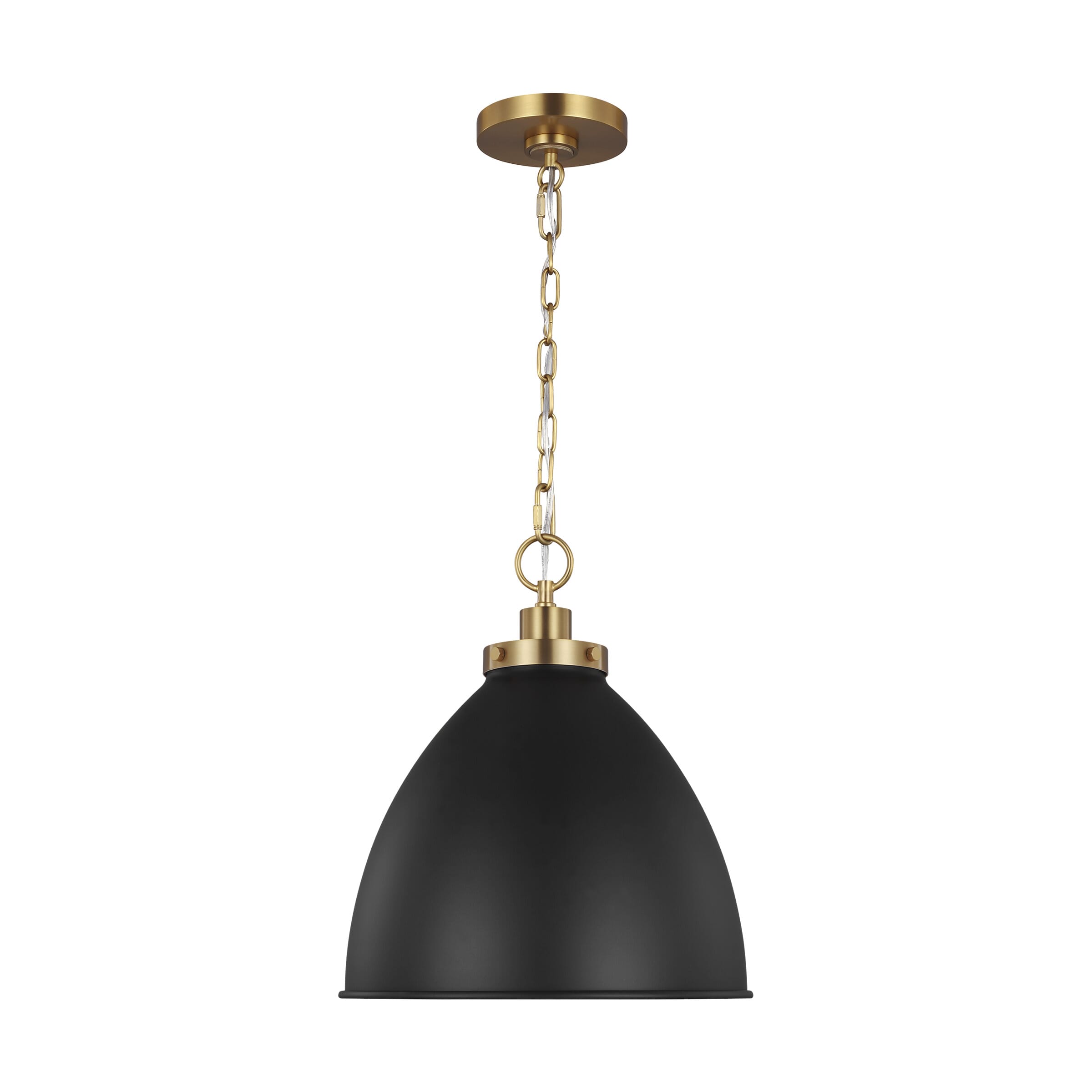Generation Lighting Wellfleet Pendant Light in Midnight Black And Burnished Brass by Chapman & Myers