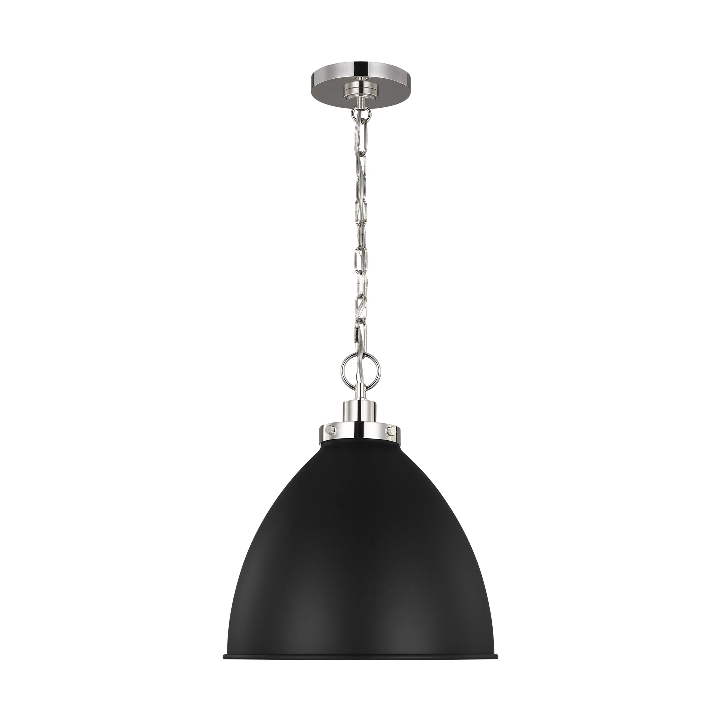 Generation Lighting Wellfleet Pendant Light in Midnight Black And Polished Nickel by Chapman & Myers