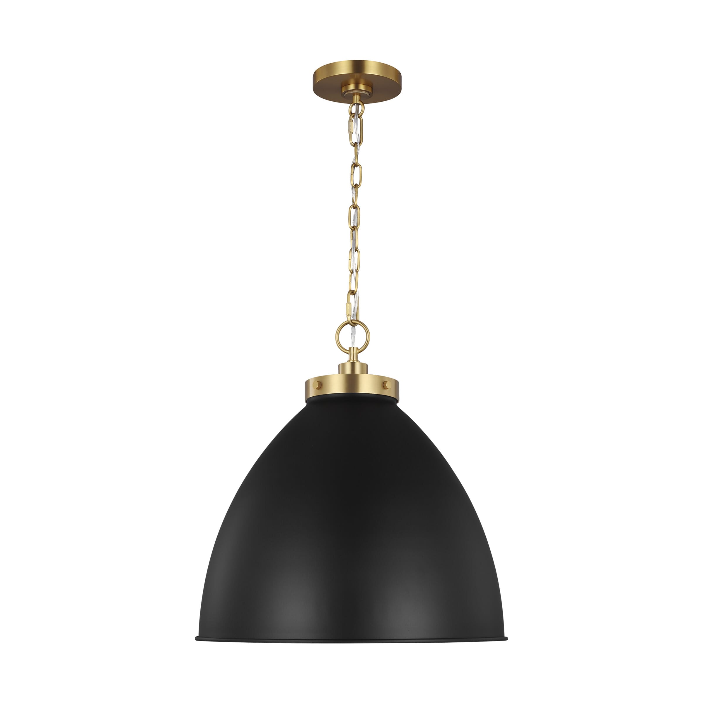 Generation Lighting Wellfleet Pendant Light in Midnight Black And Burnished Brass by Chapman & Myers