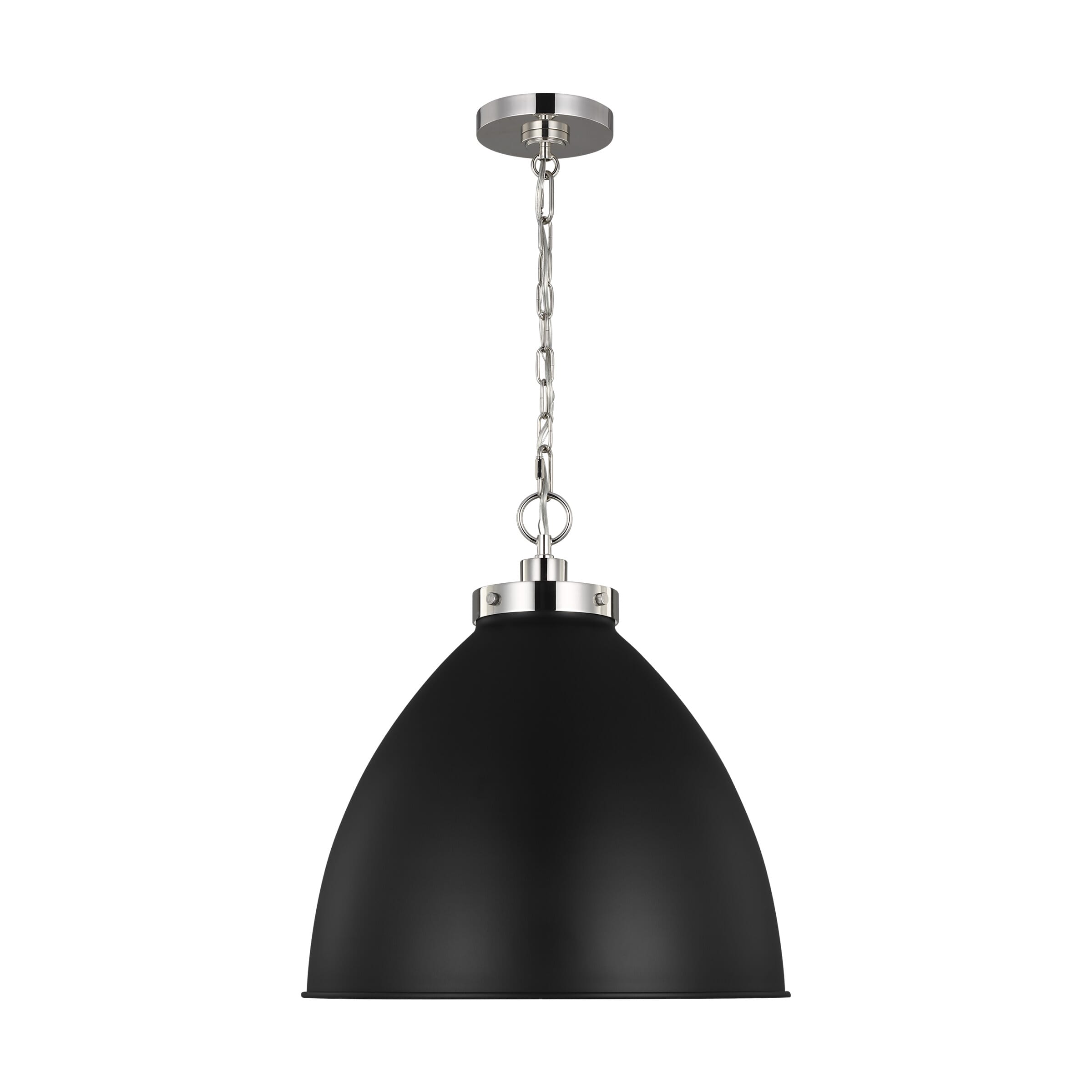 Generation Lighting Wellfleet Pendant Light in Midnight Black And Polished Nickel by Chapman & Myers