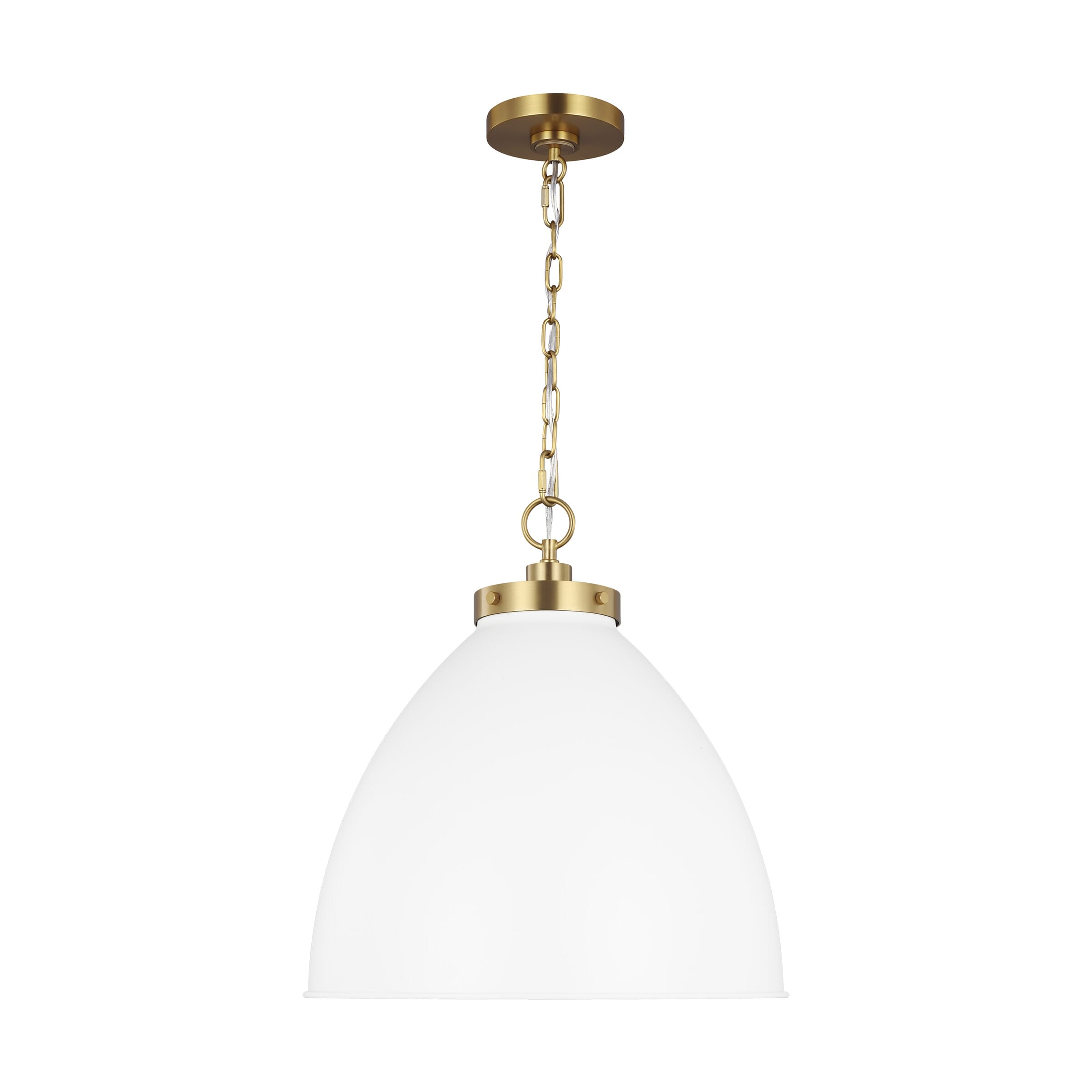 Generation Lighting Wellfleet Pendant Light in Matte White And Burnished Brass by Chapman & Myers