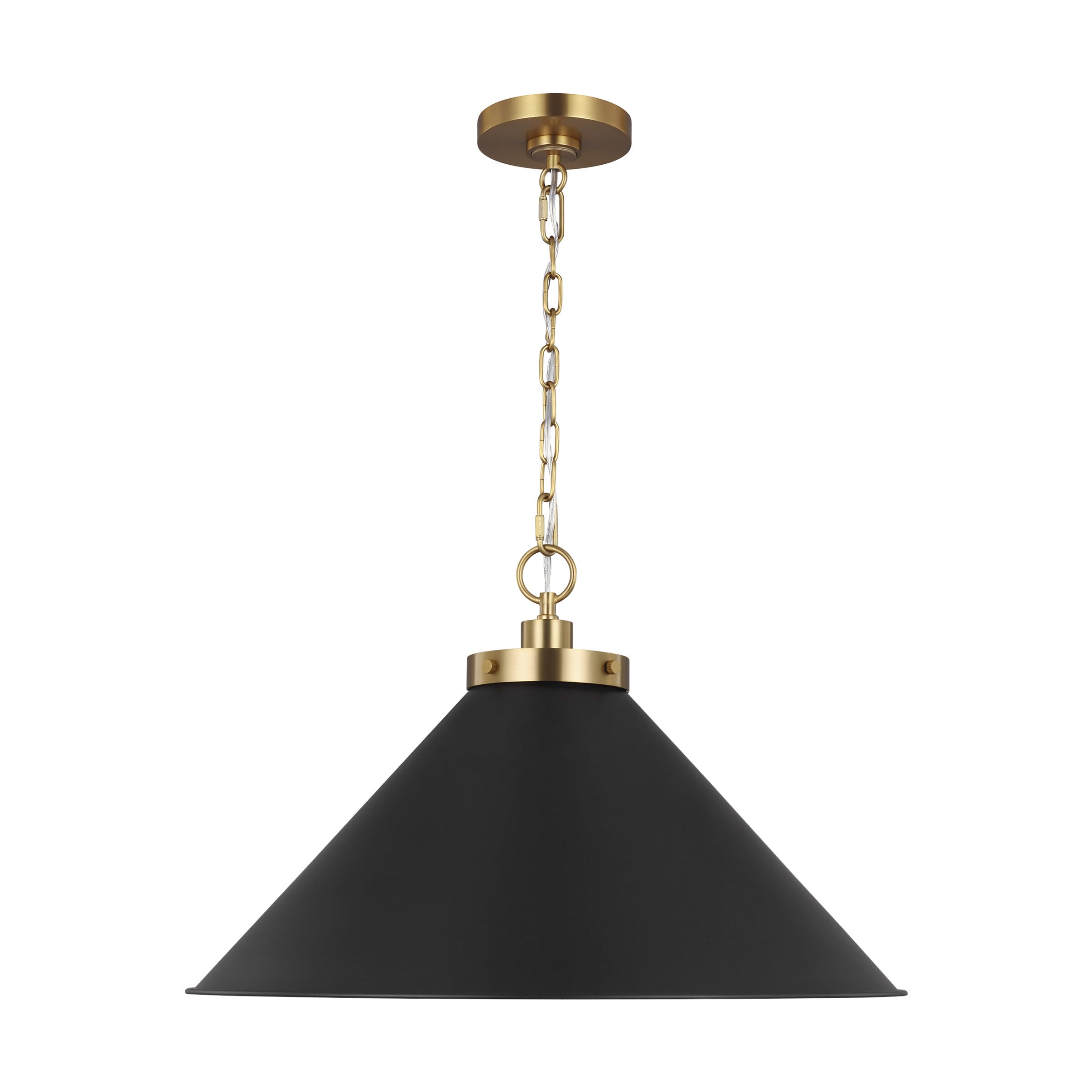 Generation Lighting Wellfleet Pendant Light in Midnight Black And Burnished Brass by Chapman & Myers