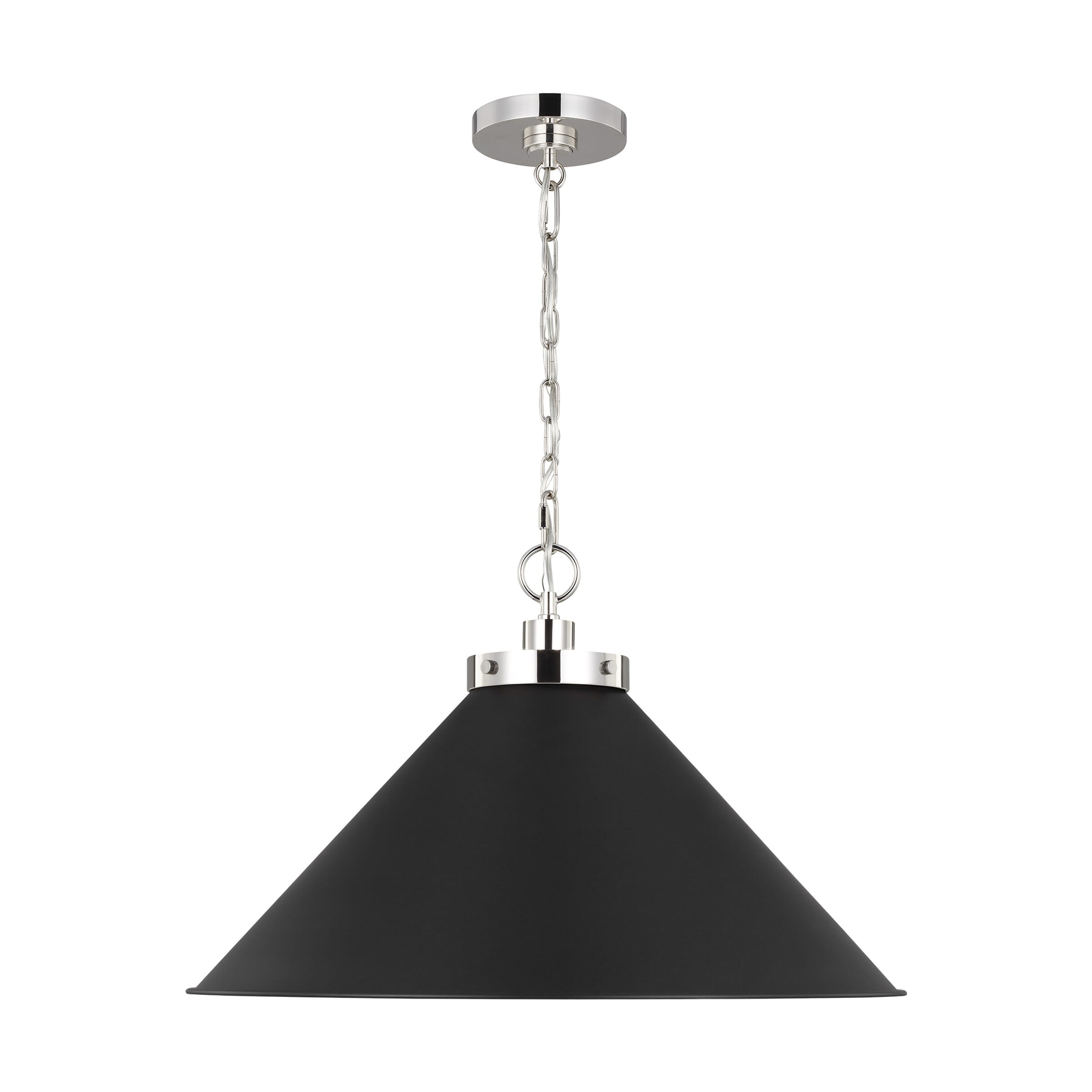 Generation Lighting Wellfleet Pendant Light in Midnight Black And Polished Nickel by Chapman & Myers