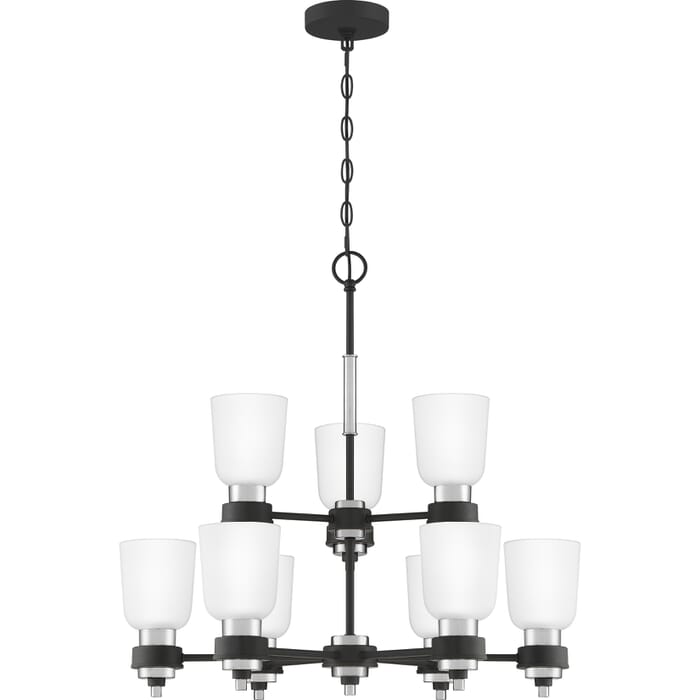 Quoizel Conrad 9-Light 27" Transitional Chandelier in Brushed Nickel Quoizel Conrad 9-Light 27" Transitional Chandelier in Brushed Nickel