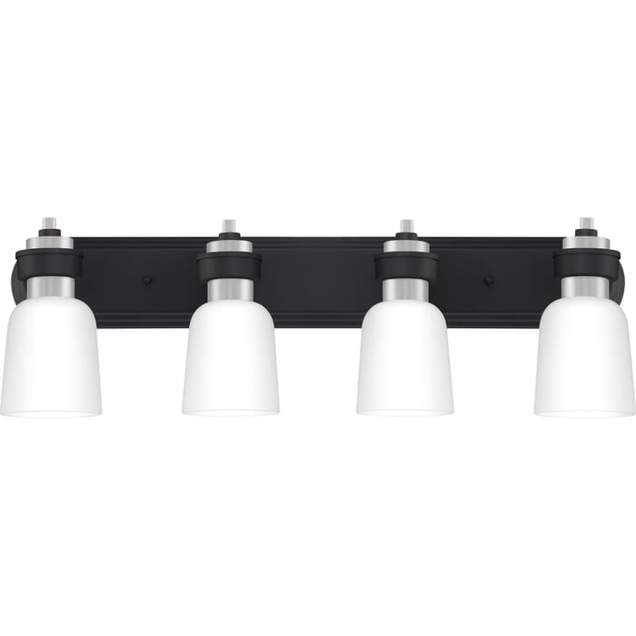 Quoizel Conrad 4-Light 30" Bathroom Vanity Light in Brushed Nickel Quoizel Conrad 4-Light 30" Bathroom Vanity Light in Brushed Nickel