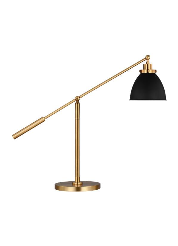 Generation Lighting Wellfleet Desk Lamp in Midnight Black And Burnished Brass by Chapman & Myers
