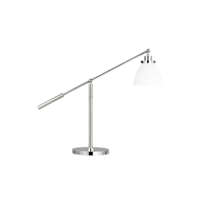 Generation Lighting Wellfleet Desk Lamp in Matte White And Polished Nickel by Chapman & Myers Generation Lighting Wellfleet Desk Lamp in Matte White And Polished Nickel by Chapman & Myers