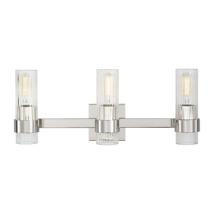 Generation Lighting Geneva 3-Light Bathroom Vanity Light in Polished Nickel by Chapman & Myers Generation Lighting Geneva 3-Light Bathroom Vanity Light in Polished Nickel by Chapman & Myers