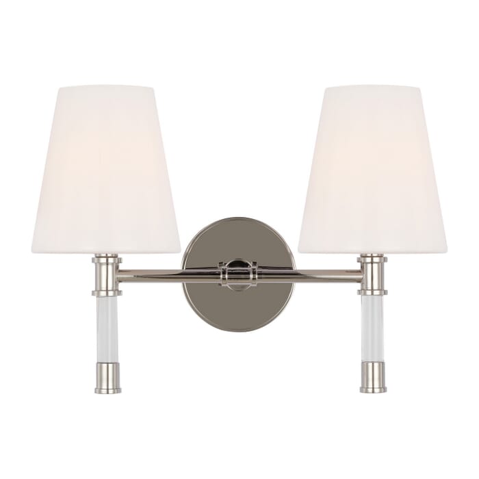 Hanover 2-Light Bathroom Vanity Light in Polished Nickel Hanover 2-Light Bathroom Vanity Light in Polished Nickel