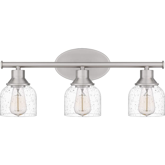 Caverly 3-Light Bathroom Vanity Light in Brushed Nickel Caverly 3-Light Bathroom Vanity Light in Brushed Nickel