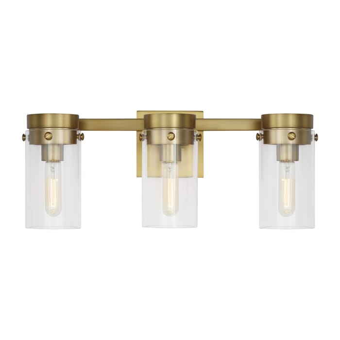 Generation Lighting Garrett 3-Light Bathroom Vanity Light in Burnished Brass by Chapman & Myers Generation Lighting Garrett 3-Light Bathroom Vanity Light in Burnished Brass by Chapman & Myers