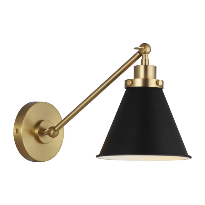 Generation Lighting Wellfleet Wall Sconce in Midnight Black And Burnished Brass by Chapman & Myers Generation Lighting Wellfleet Wall Sconce in Midnight Black And Burnished Brass by Chapman & Myers