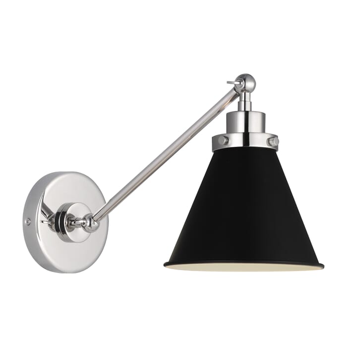 Generation Lighting Wellfleet Wall Sconce in Midnight Black And Polished Nickel by Chapman & Myers Generation Lighting Wellfleet Wall Sconce in Midnight Black And Polished Nickel by Chapman & Myers