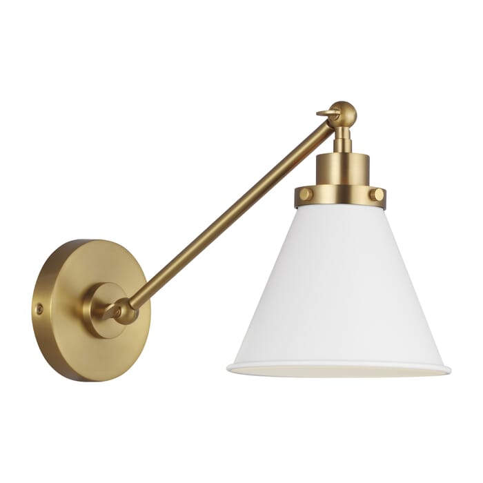 Generation Lighting Wellfleet Wall Sconce in Matte White And Burnished Brass by Chapman & Myers Generation Lighting Wellfleet Wall Sconce in Matte White And Burnished Brass by Chapman & Myers
