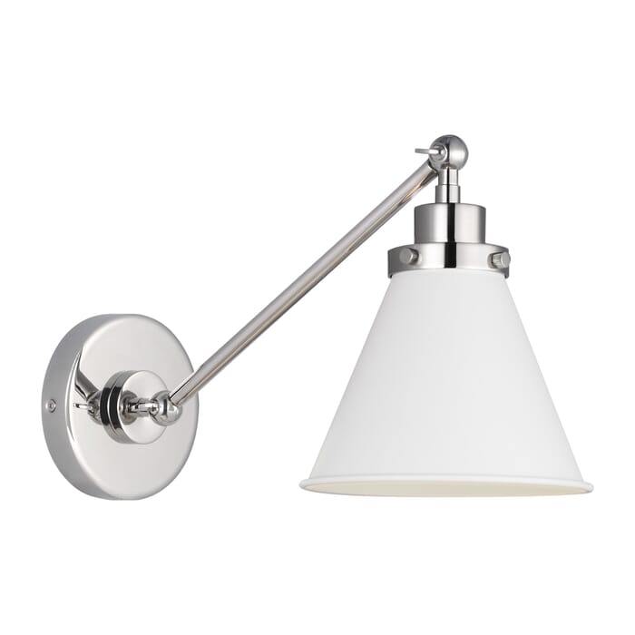 Generation Lighting Wellfleet Wall Sconce in Matte White And Polished Nickel by Chapman & Myers Generation Lighting Wellfleet Wall Sconce in Matte White And Polished Nickel by Chapman & Myers