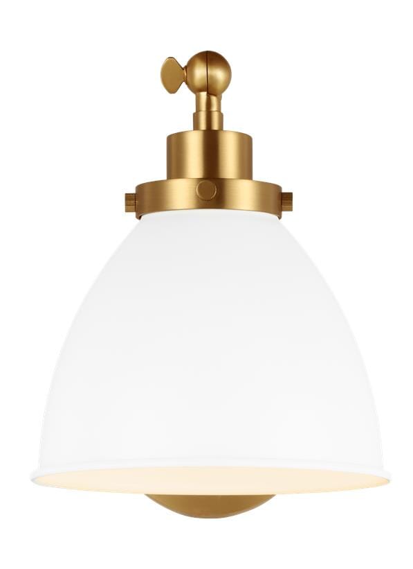 Generation Lighting Wellfleet Wall Sconce in Matte White And Burnished Brass by Chapman & Myers