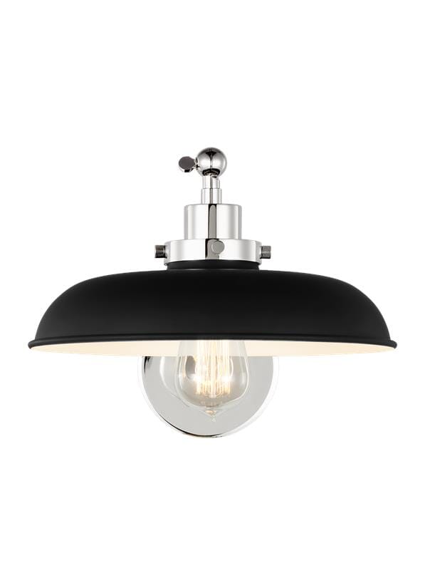 Generation Lighting Wellfleet Wall Sconce in Midnight Black And Polished Nickel by Chapman & Myers